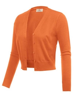 Women's Open Front Knit Cropped Bolero Shrug Cardigan Sweater Long Sleeve (S-4XL)