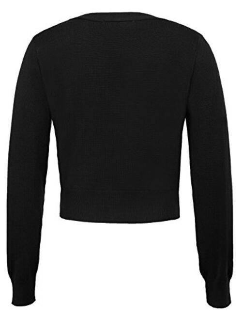 GRACE KARIN Women's Open Front Knit Cropped Bolero Shrug Cardigan Sweater Long Sleeve (S-4XL)