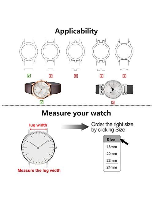 Fullmosa 10 Colors for NATO Watch Band 18mm 20mm 22mm 24mm, Nylon Watch Straps for Men Women