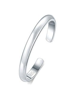 925 Sterling Silver Toe Ring, BoRuo Hypoallergenic Adjustable Band Ring 2-4mm, Benefiting The American Red Cross