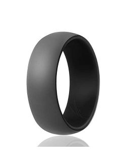 ROQ Silicone Wedding Ring for Men -3 Packs/4 Packs & Singles - Duo Collection Silicone Rubber Wedding Bands - Classic Styles