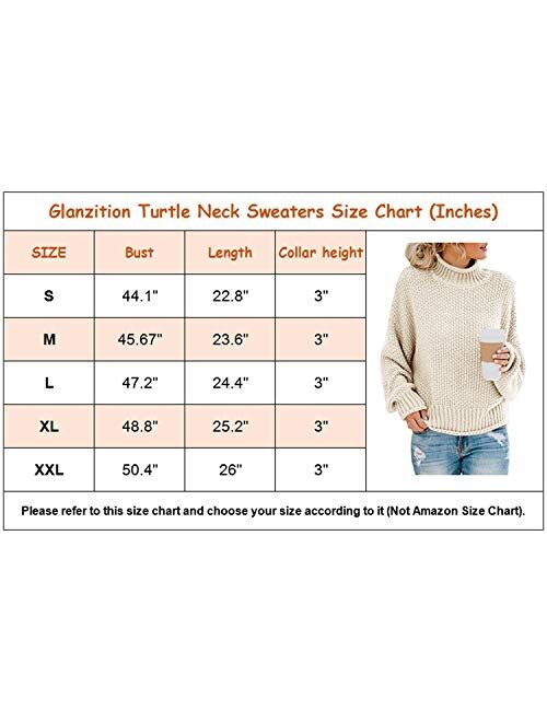 Glanzition Women's Turtle Neck Oversized Chunky Knit Jumper Pullover Sweaters