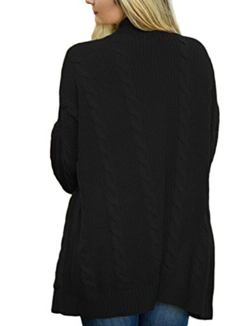BLENCOT Womens Oversized Knit Texture Casual Loose Open Front Cardigan Sweaters with Pocket