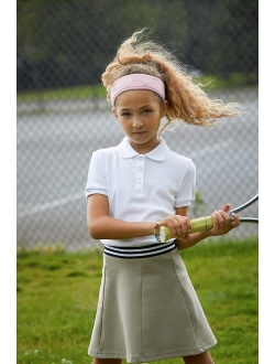 Girls' Short Sleeve Picot Collar Polo Shirt (Standard & Plus)