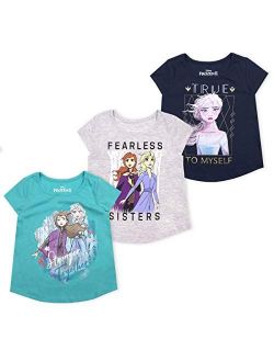 3-Pack Frozen II T Shirts for Girls and Toddlers with Princess Elsa and Anna