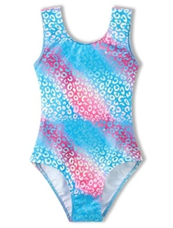 TENVDA Girls Leotards for Gymnastics Outfits Sparkle Kids One-Piece Colorful Dancewear Size 2-12 Years Old