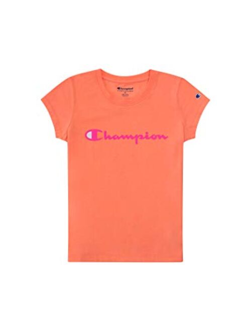 Champion Girls Heritage Short Sleeve Script Logo Tee Shirt Big and Little Girls 