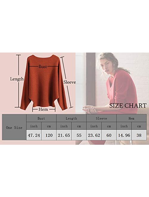 MAKARTHY Womens Batwing Sleeves Knitted Dolman Sweaters Pullovers Tops