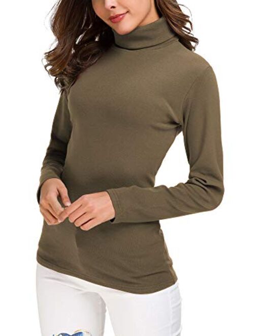 Womens Turtleneck Sweater Cable Knitted Solid Pullover Top