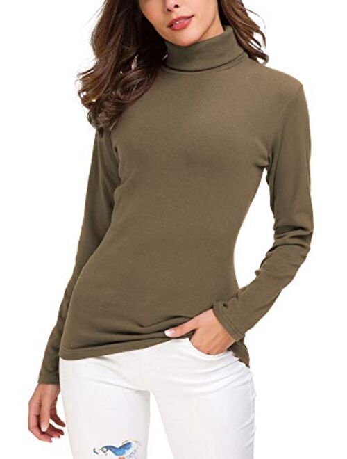 Womens Turtleneck Sweater Cable Knitted Solid Pullover Top