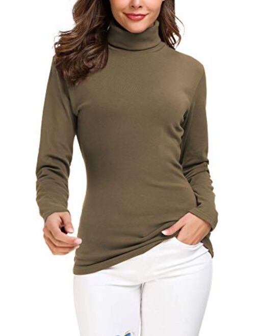 Womens Turtleneck Sweater Cable Knitted Solid Pullover Top