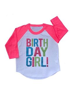 SoRock Birthday Girl Toddler Kids Glitter T-Shirt