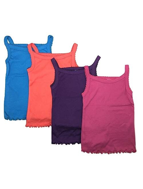 I&S Girls 4 Pack Soft Cotton Cami Spaghetti Strap Tank Tops Undershirts