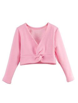 Lisianthus Girls' Classic Thick Ballet Long Sleeve Wrap Top