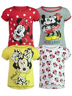 Minnie Mouse Girls' 4 Pack Short Sleeve T-Shirts