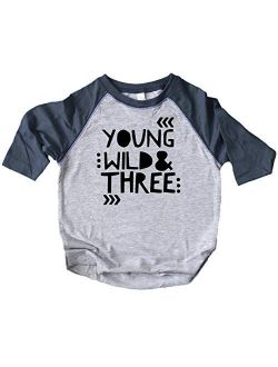 Young Wild and Three Girls 3rd Birthday Shirt for Toddler Girls Third Birthday Outfit