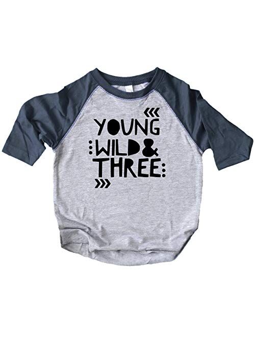 Young Wild and Three Girls 3rd Birthday Shirt for Toddler Girls Third Birthday Outfit