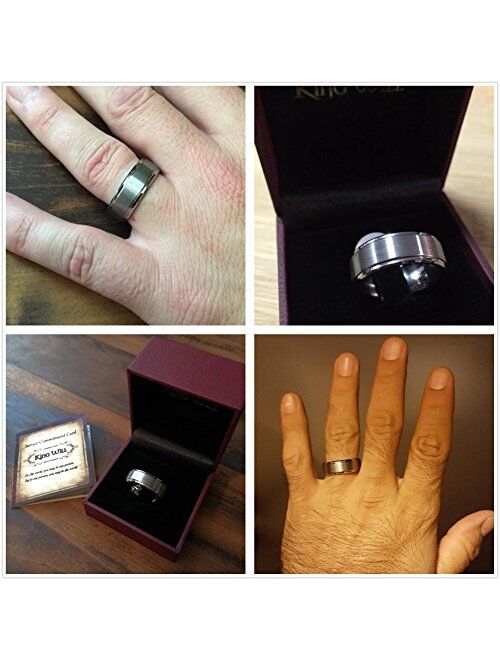 King Will Basic Men's Tungsten Carbide Ring 6mm/7mm/8mm Polished Beveled Edge Matte Brushed Finish Center Wedding Band