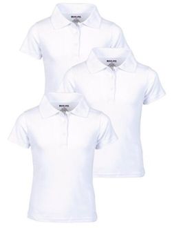 Beverly Hills Polo Club Girls Short Sleeve School Uniform Knit Polo Shirts (3 Pack)