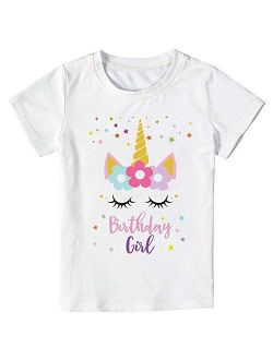 Unicorn Birthday Star T-Shirt, Unicorn Outfit Gifts for Girls