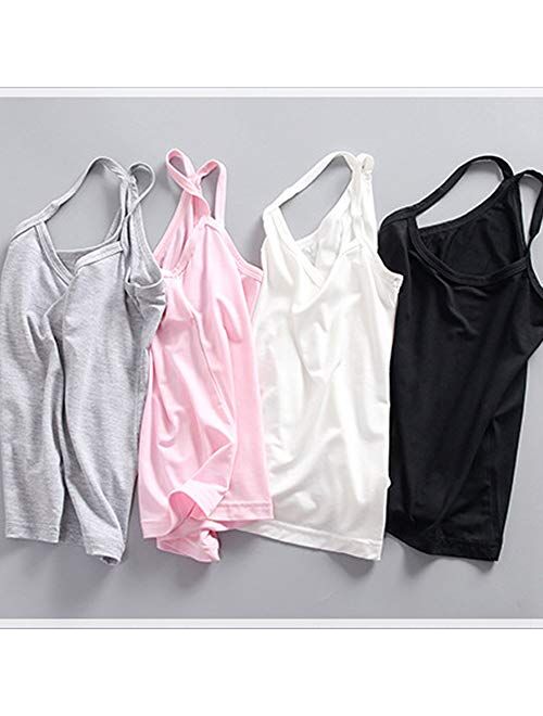 Anktry 2-8 Years Little Girls Solid Colors Soft Camisole Undershirts 4 Pack Kids Comfort Breathable Tank Tops