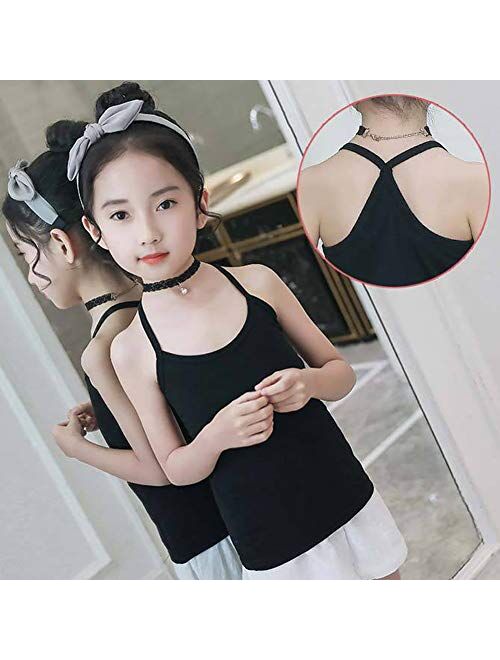 Anktry 2-8 Years Little Girls Solid Colors Soft Camisole Undershirts 4 Pack Kids Comfort Breathable Tank Tops
