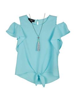 Amy Byer Girls 7-16 Tie-Front Woven Circle Top