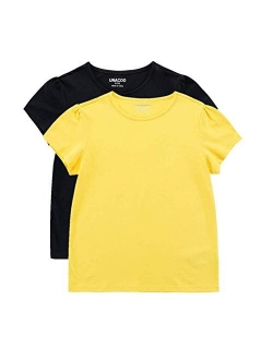 UNACOO Toddler Girls' Round Neck Basic T-Shirt Classic Short Sleeve Jersey Tee Packs