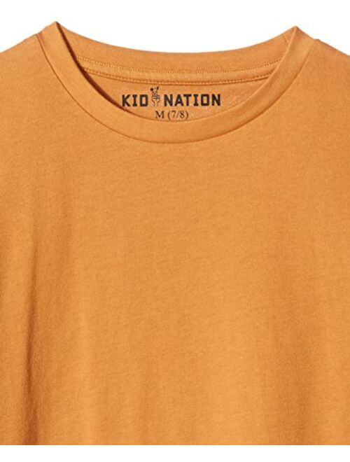 Kid Nation Kids Unisex 3 Packs 100% Cotton Tagless Short Sleeve Crewneck T Shirts 4-12 Years
