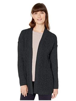 Women's Relaxed Fit Long-Sleeve Cable Open-Front Sweater