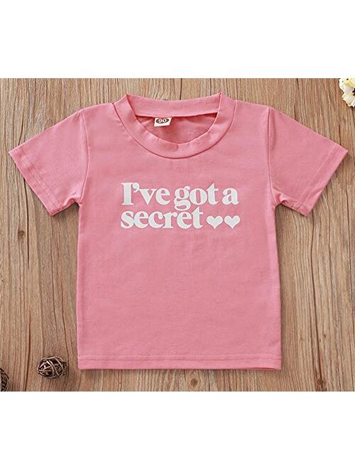 Toddler Little Girls Going to be Big Sister Cotton T-Shirt Clothes Short Sleeve Secret Letter Pink Tops Tee Outfit