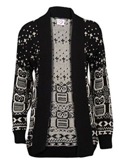 Women's Long Sleeve Owl Print Knit Cardigan