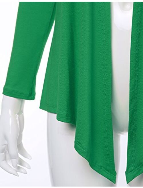 FLORIA Women's Open Front Drape Hem Lightweight Long Sleeve Knit Cardigan (S-3XL)