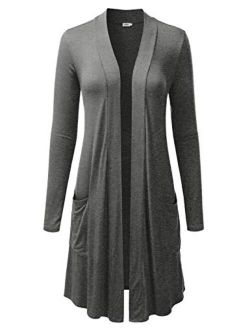 LALABEE Women's Long-Line Long Sleeve Open Front Cardigan with Pockets (S-3XL)