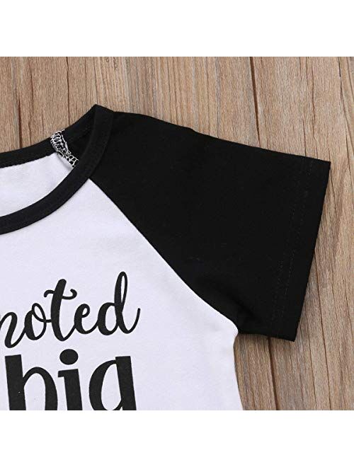 Toddler Girls T-Shirt Promoted to Big Sister Letters Print Kids Short Sleeve Tops