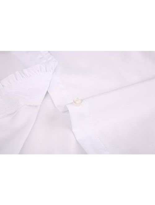 AOLIWEN Girls Long Sleeve Ruffle Shirts School Uniform Blouse Slim Fit Shirt