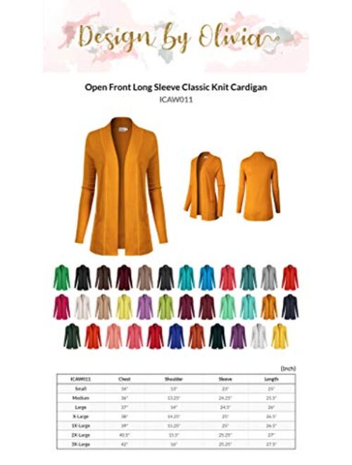 Design by Olivia Women's Open Front Long Sleeve Classic Knit Cardigan