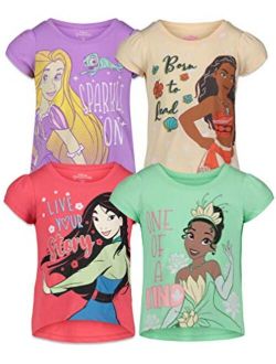 Princess Mulan Rapunzel Moana Tiana 4 Pack Short Sleeve Graphic T-Shirt