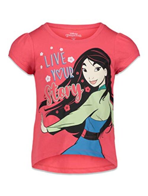 Disney Princess Mulan Rapunzel Moana Tiana 4 Pack Short Sleeve Graphic T-Shirt
