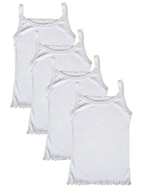 Feathers Girls Solid White Tagless Cami Super Soft Undershirts 3/Pack 