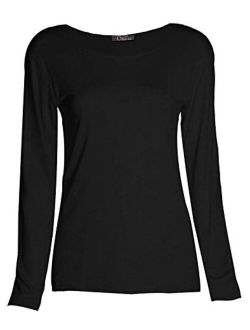 Loxdonz Girls Plain Long Sleeve Scoop Neck T-Shirt Top Kids Basic Stretchy Top
