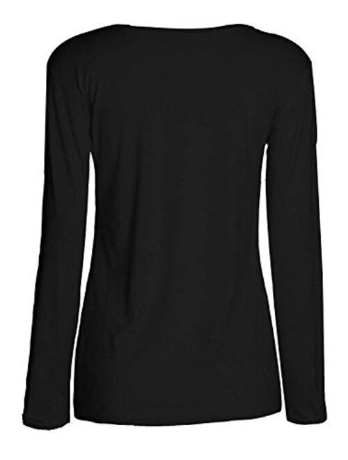 Loxdonz Girls Plain Long Sleeve Scoop Neck T-Shirt Top Kids Basic Stretchy Top