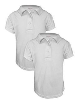 Basics 2 -Pack Girls' Short Sleeve Pique Polo Shirts/School Uniform Polo Shirts