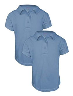 Basics 2 -Pack Girls' Short Sleeve Pique Polo Shirts/School Uniform Polo Shirts