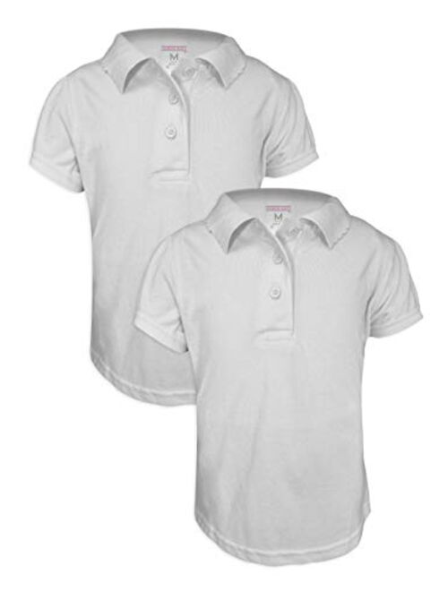 Andrew Scott Basics 2 -Pack Girls' Short Sleeve Pique Polo Shirts/School Uniform Polo Shirts