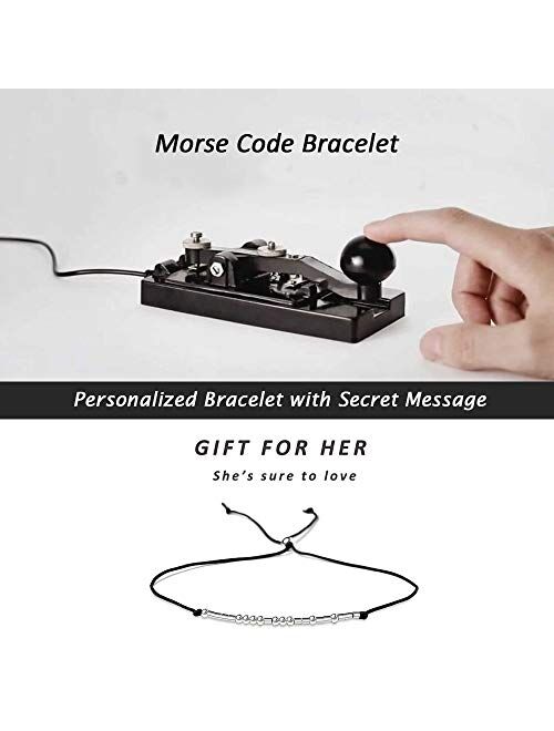 Bad Ass Bracelet Morse Code Jewelry Gift for Her Sterling Silver Beads on Silk Cord inspirational Gift for Her