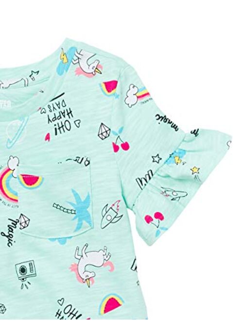 Amazon Brand - Spotted Zebra Girls Short-Sleeve Ruffle T-Shirts