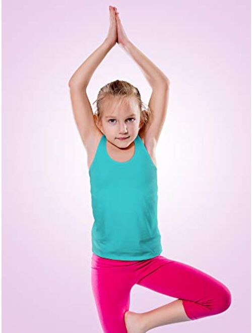 SATINIOR 4 Pieces Girls Dance Tank Tops Cotton Racerback Crop Tank Tops Sleeveless Top for Gymnastics and Dancewear