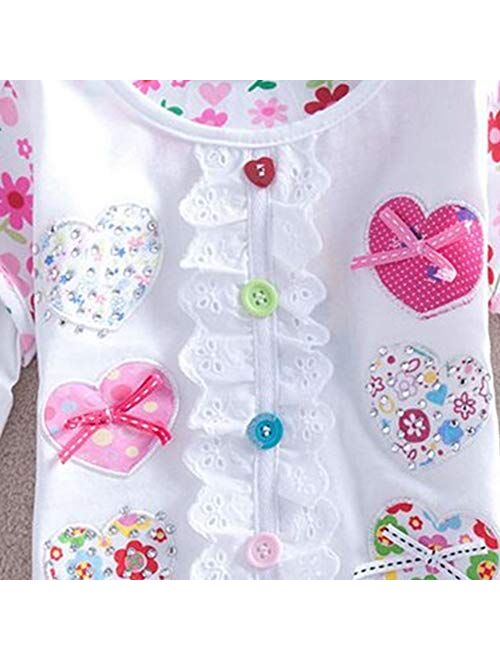 JUXINSU Cotton Toddler Girls Long Sleeve Pink t-Shirt Flower for Baby Girl Kids Autumn Clothes 1-6 Years L339