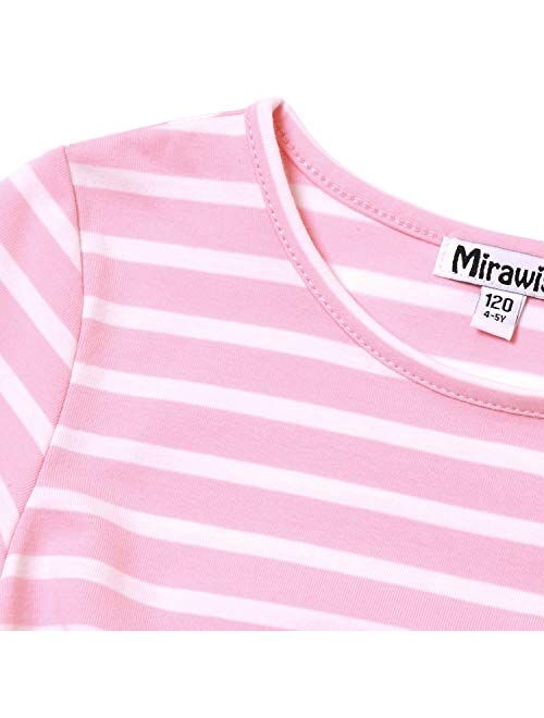 Girl's Short Sleeve Crop Top Tie Front Knot Casual Striped Tops Tee T Shirt 4-13Y